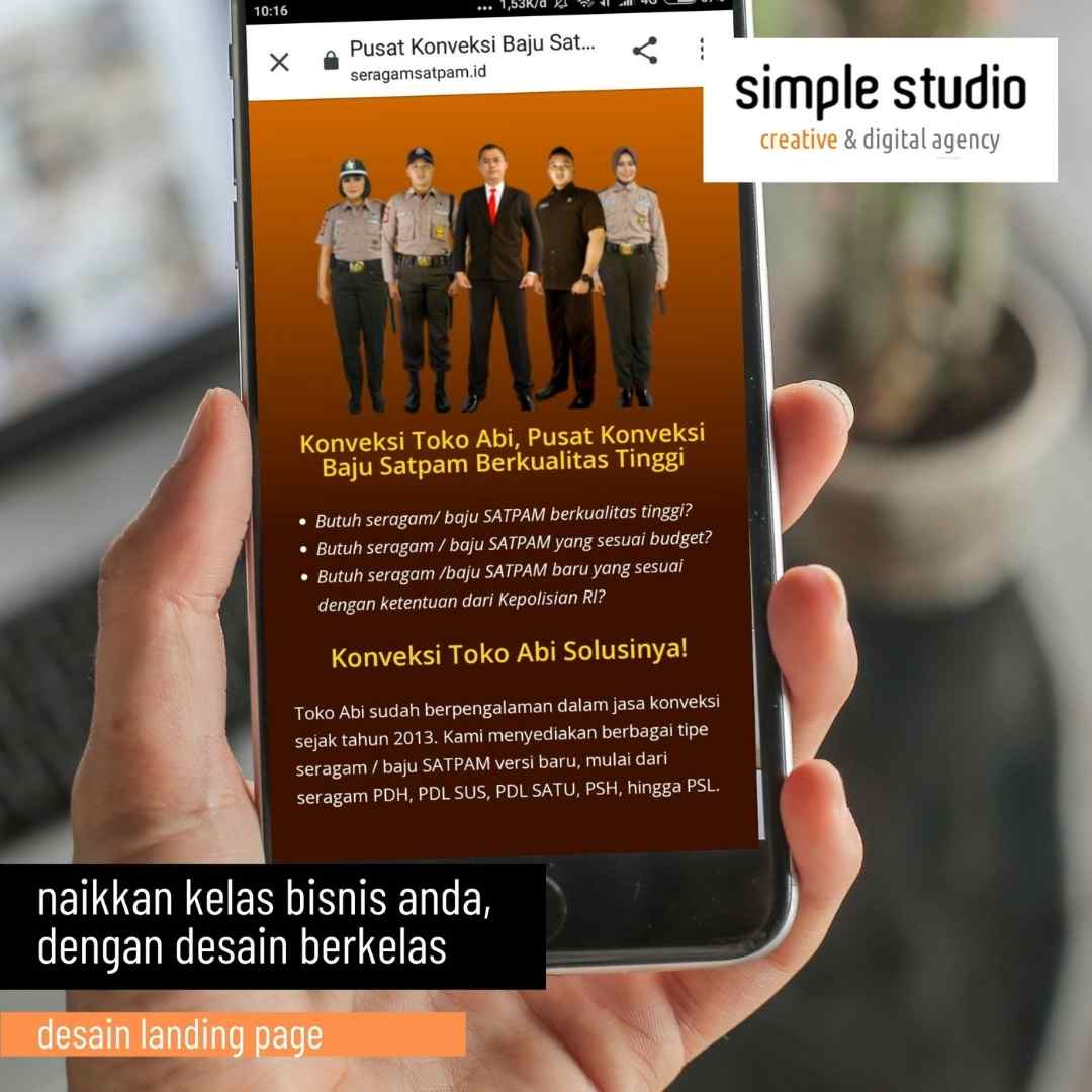 9 portofolio desain SSI jasa landing page simple studio e flyer company profile brosur kemasan poster logo
